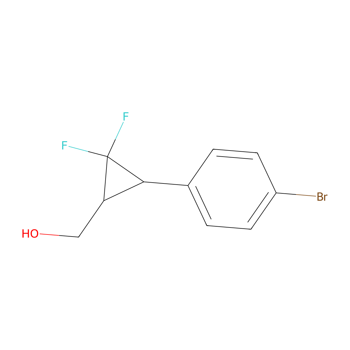 (3-(4-Bromophenyl)-2,2-difluorocyclopropyl)methanol molecular structure, CAS 2098118-22-8