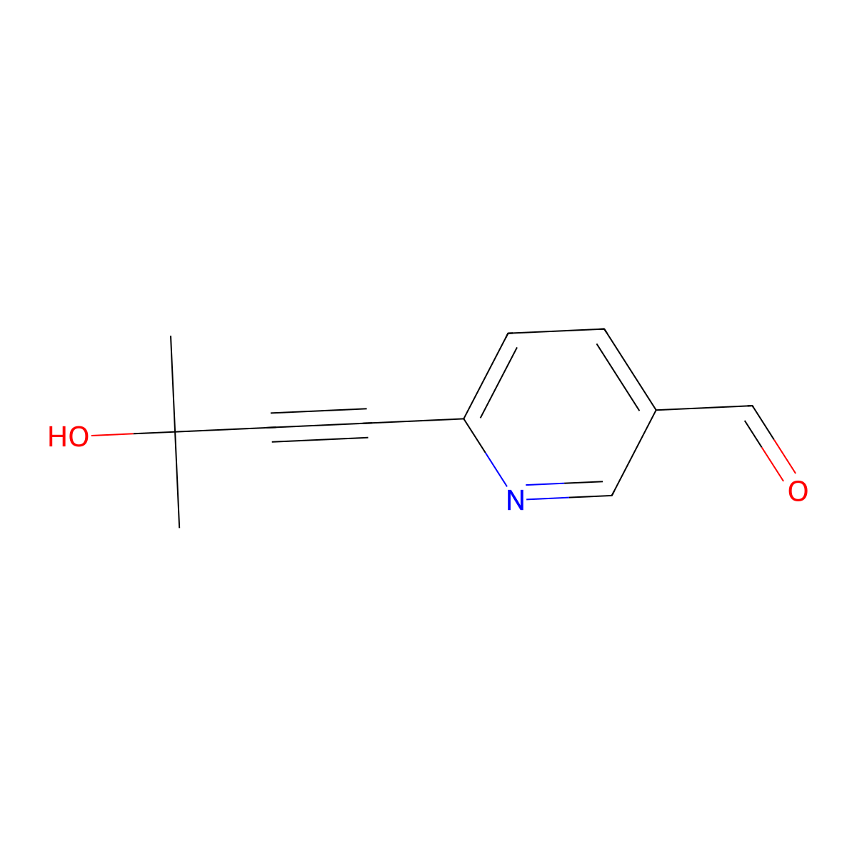 6-(3-Hydroxy-3-methyl-1-butyn-1-yl)-3-pyridinecarboxaldehyde molecular structure, CAS 2098119-05-0