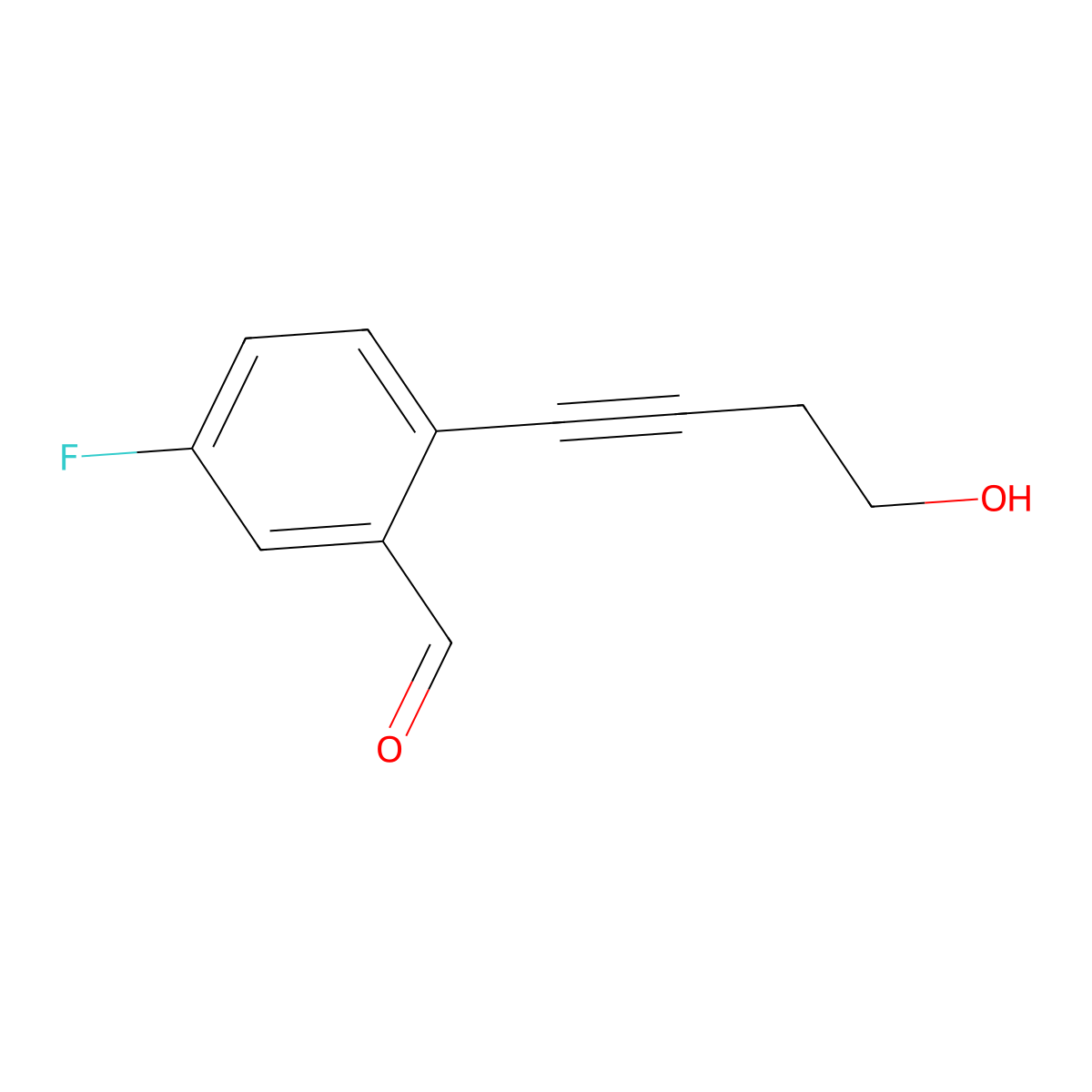 5-Fluoro-2-(4-hydroxy-1-butyn-1-yl)benzaldehyde molecular structure, CAS 2098119-90-3