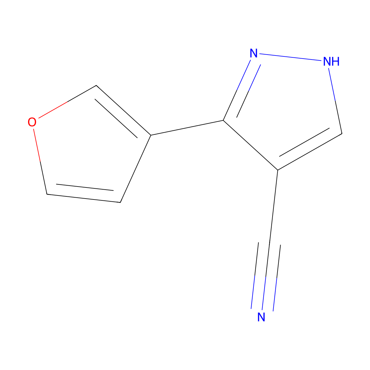 3-(furan-3-yl)-1H-pyrazole-4-carbonitrile molecular structure, CAS 2098120-15-9