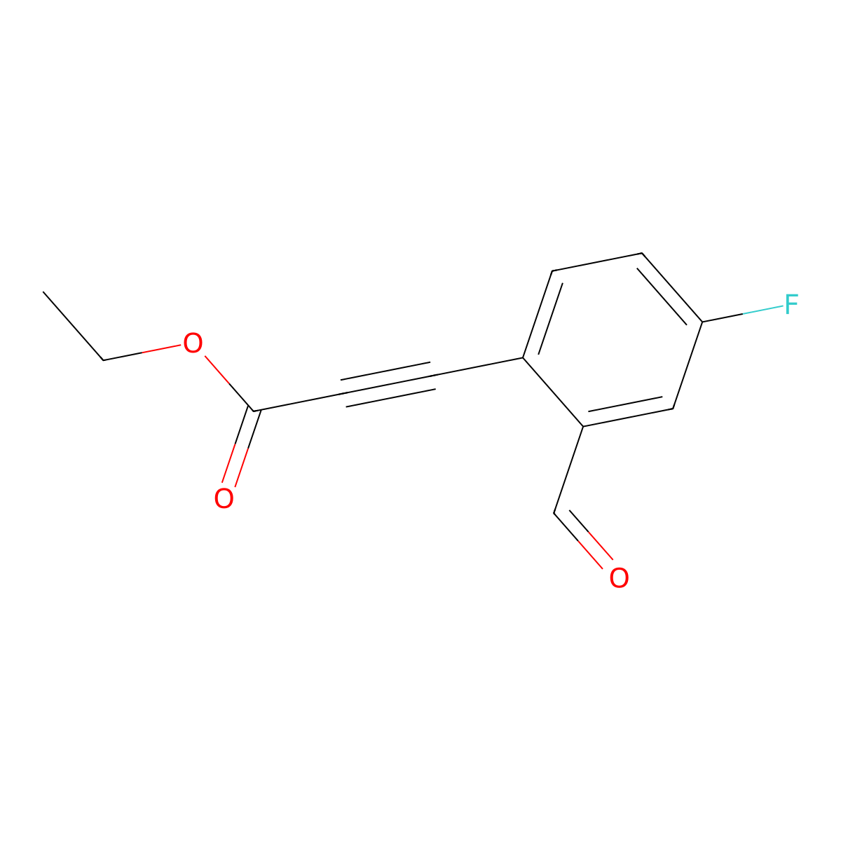 Ethyl 3-(4-fluoro-2-formylphenyl)-2-propynoate molecular structure, CAS 2098120-62-6
