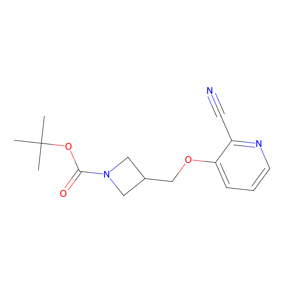 Tert-butyl 3-(((2-cyanopyridin-3-yl)oxy)methyl)azetidine-1-carboxylate molecular structure, CAS 2098120-98-8