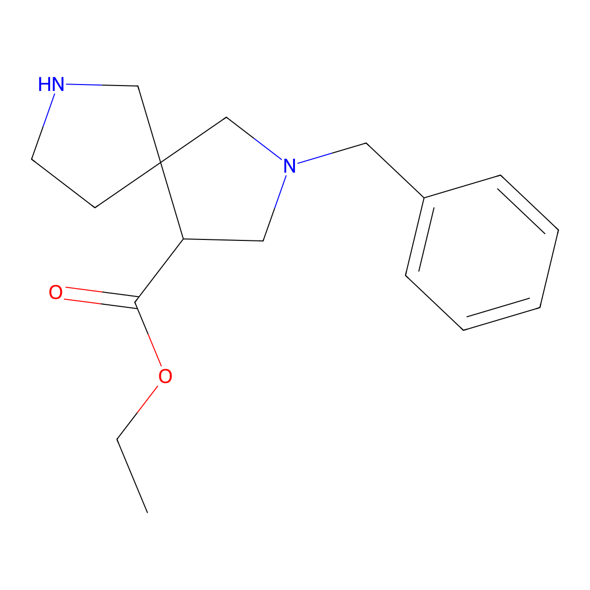 Ethyl 2-benzyl-2,7-diazaspiro[4.4]nonane-4-carboxylate molecular structure, CAS 2098122-71-3