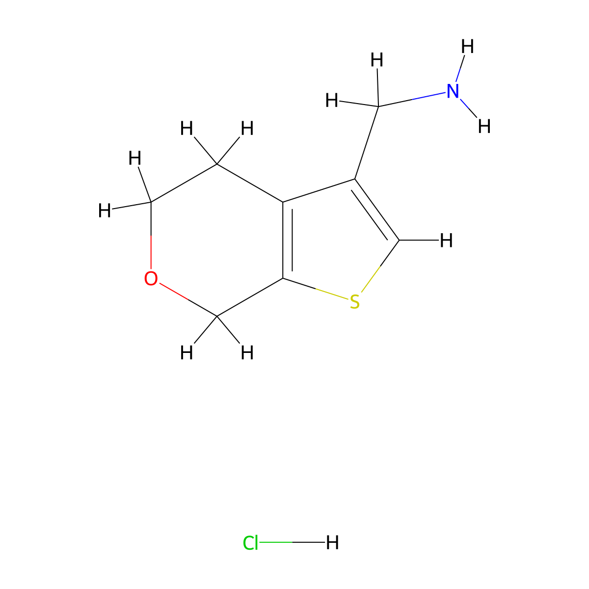 (4,7-dihydro-5H-thieno[2,3-c]pyran-3-yl)methanamine hydrochloride molecular structure, CAS 2098122-84-8