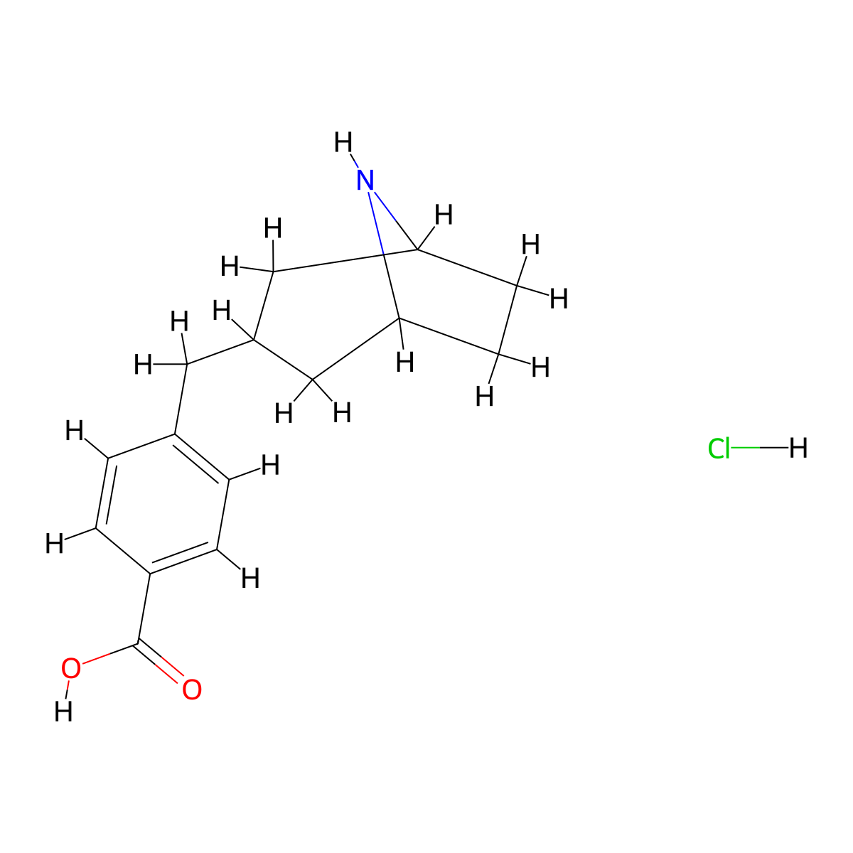 4-({8-Azabicyclo[3.2.1]octan-3-yl}methyl)benzoic acid hydrochloride molecular structure, CAS 2098124-05-9