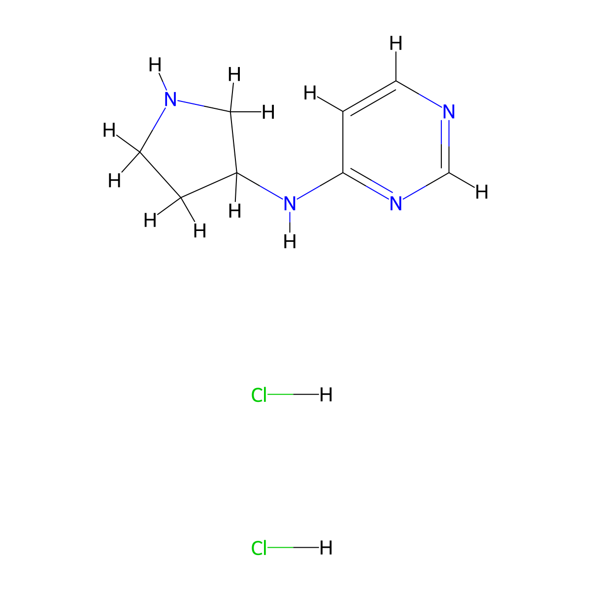 N-(pyrrolidin-3-yl)pyrimidin-4-amine dihydrochloride molecular structure, CAS 2098125-98-3