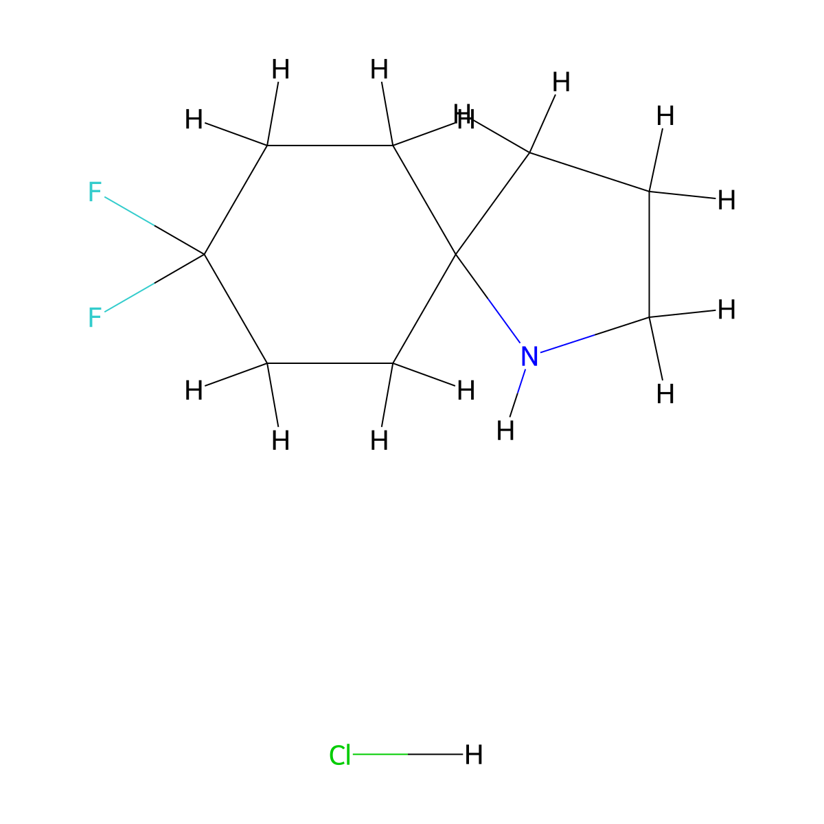 8,8-Difluoro-1-azaspiro(4.5)decane hydrochloride molecular structure, CAS 2098126-02-2