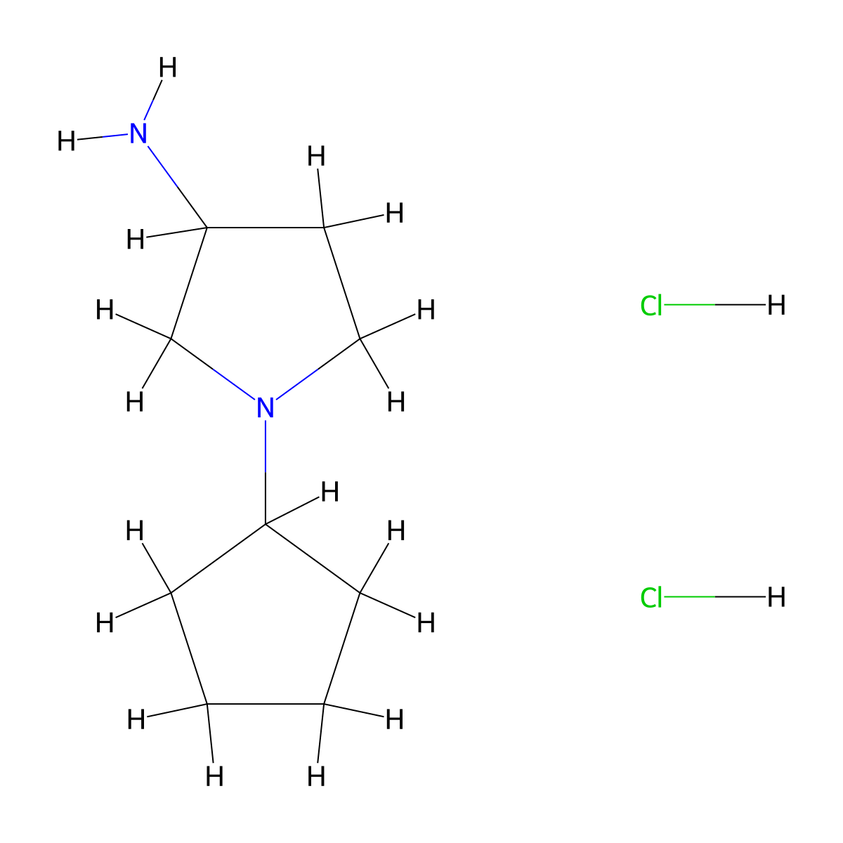 1-Cyclopentyl-3-pyrrolidinamine dihydrochloride molecular structure, CAS 2098126-49-7
