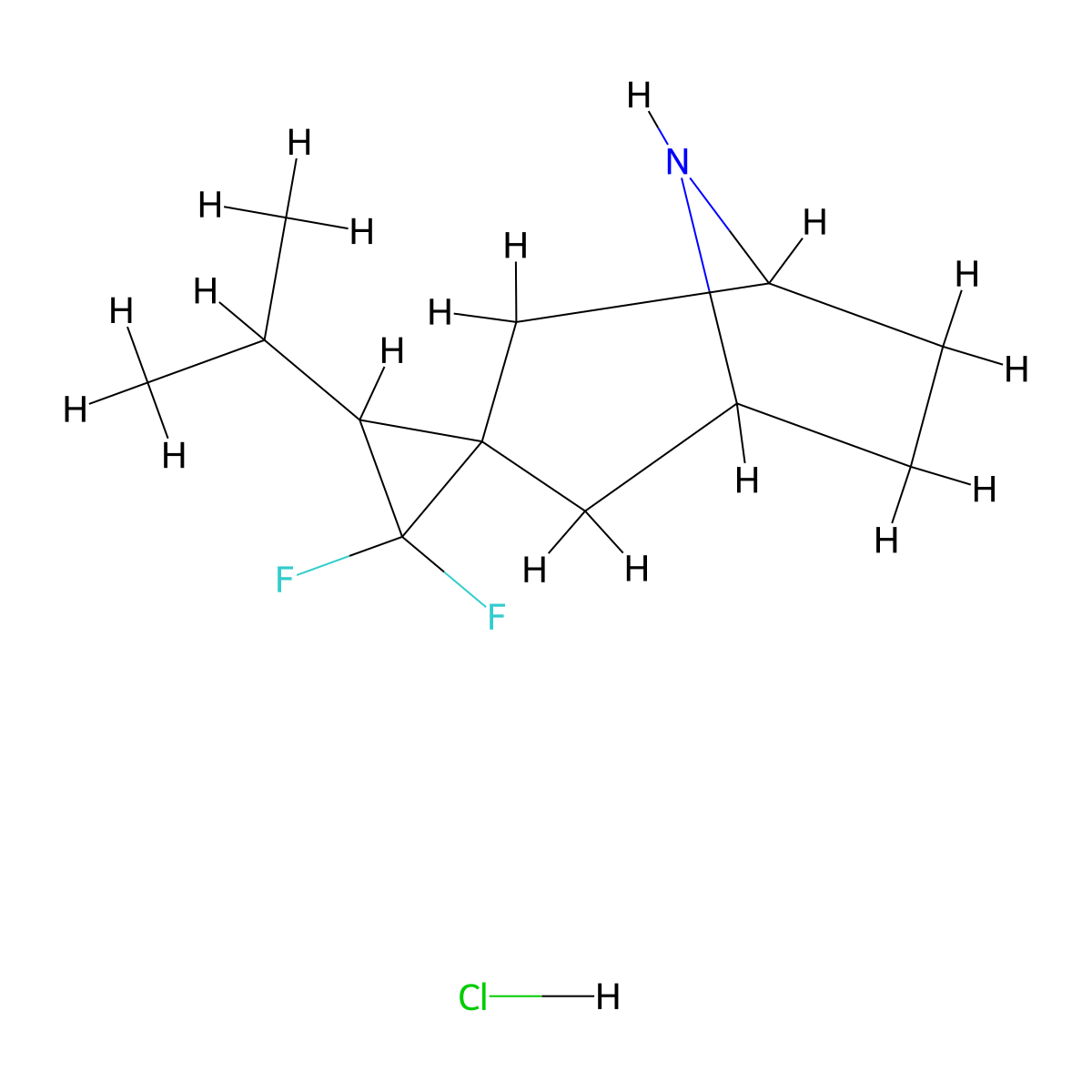 2',2'-Difluoro-3'-(propan-2-yl)-8-azaspiro[bicyclo[3.2.1]octane-3,1'-cyclopropane] hydrochloride molecular structure, CAS 2098126-98-6