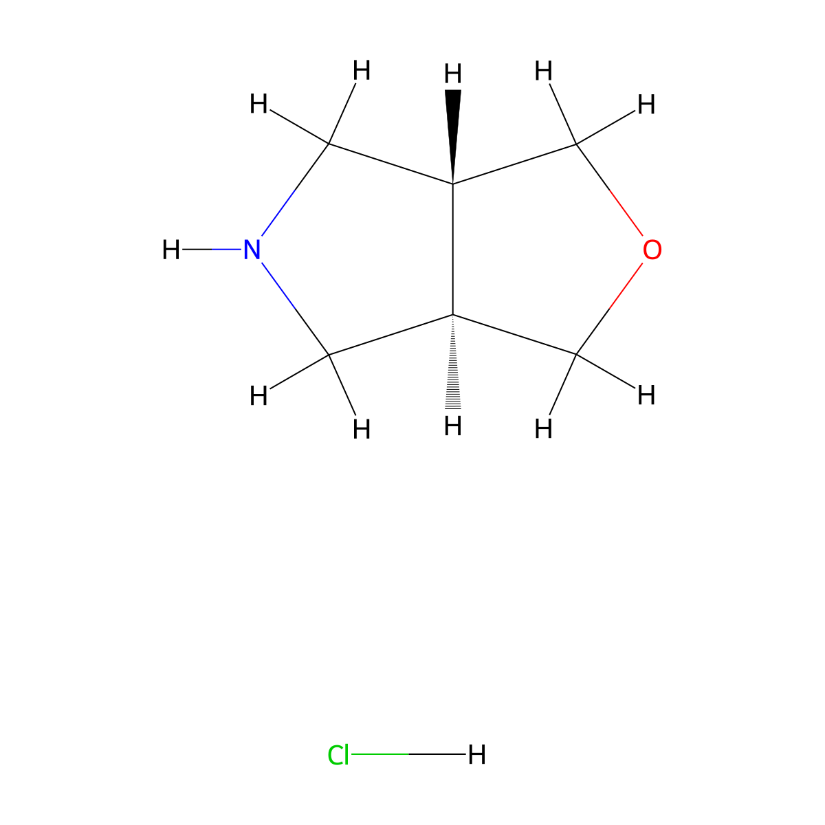 trans-3,3a,4,5,6,6a-hexahydro-1H-furo(3,4-c)pyrrole;hydrochloride molecular structure, CAS 2098127-37-6
