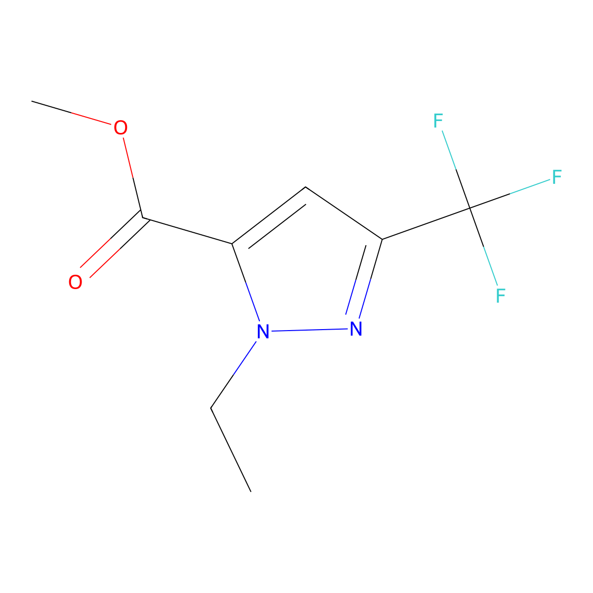 methyl 1-ethyl-3-(trifluoromethyl)-1H-pyrazole-5-carboxylate molecular structure, CAS 2098127-47-8