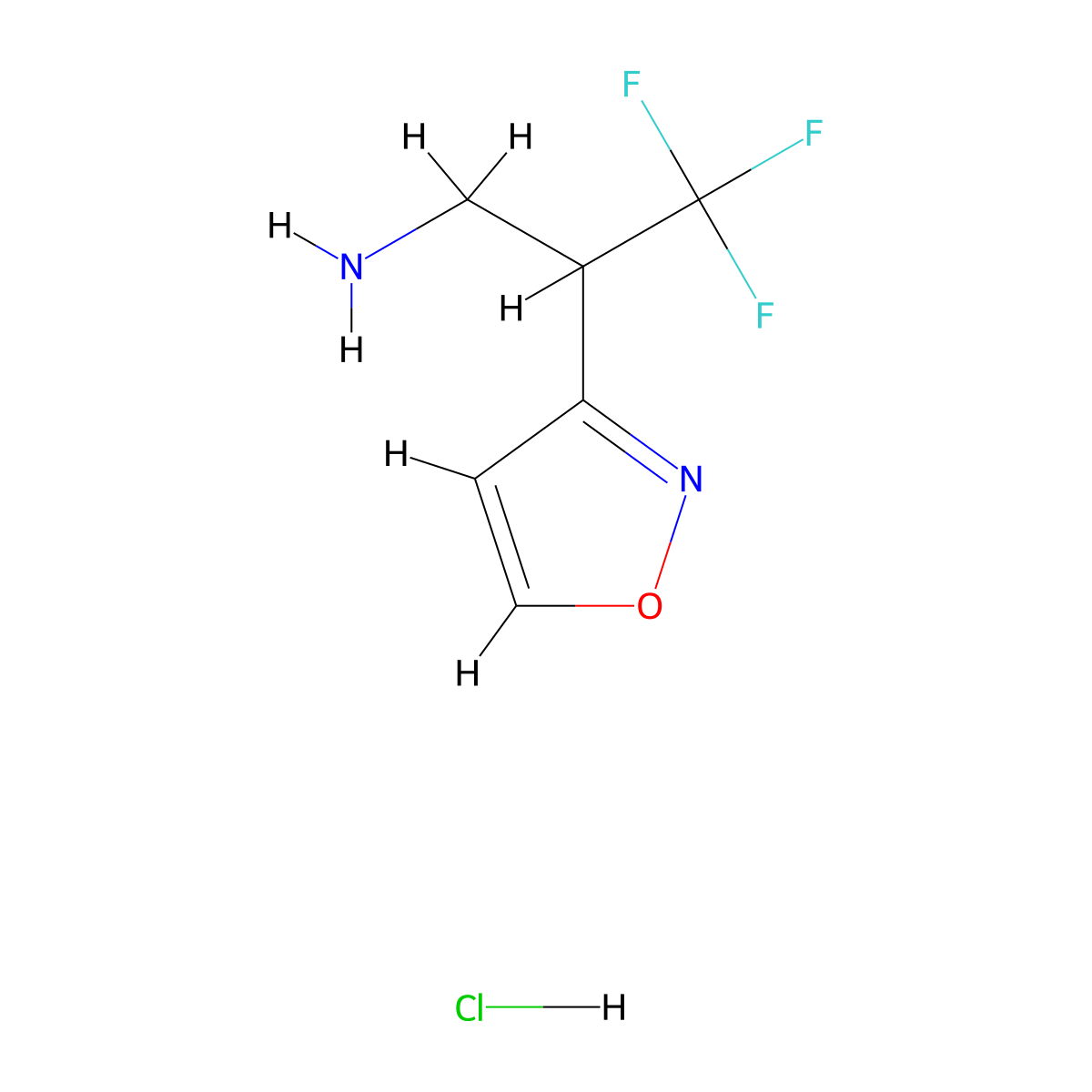 3,3,3-Trifluoro-2-(1,2-oxazol-3-yl)propan-1-amine hydrochloride molecular structure, CAS 2098128-09-5