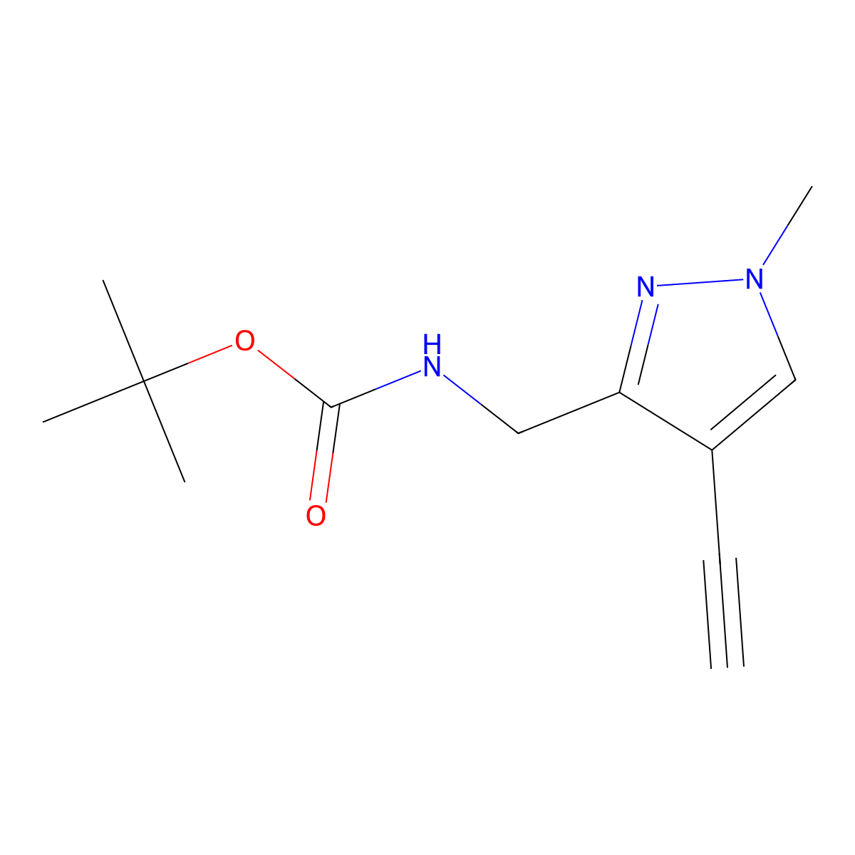 tert-butyl N-[(4-ethynyl-1-methyl-1H-pyrazol-3-yl)methyl]carbamate molecular structure, CAS 2098128-17-5