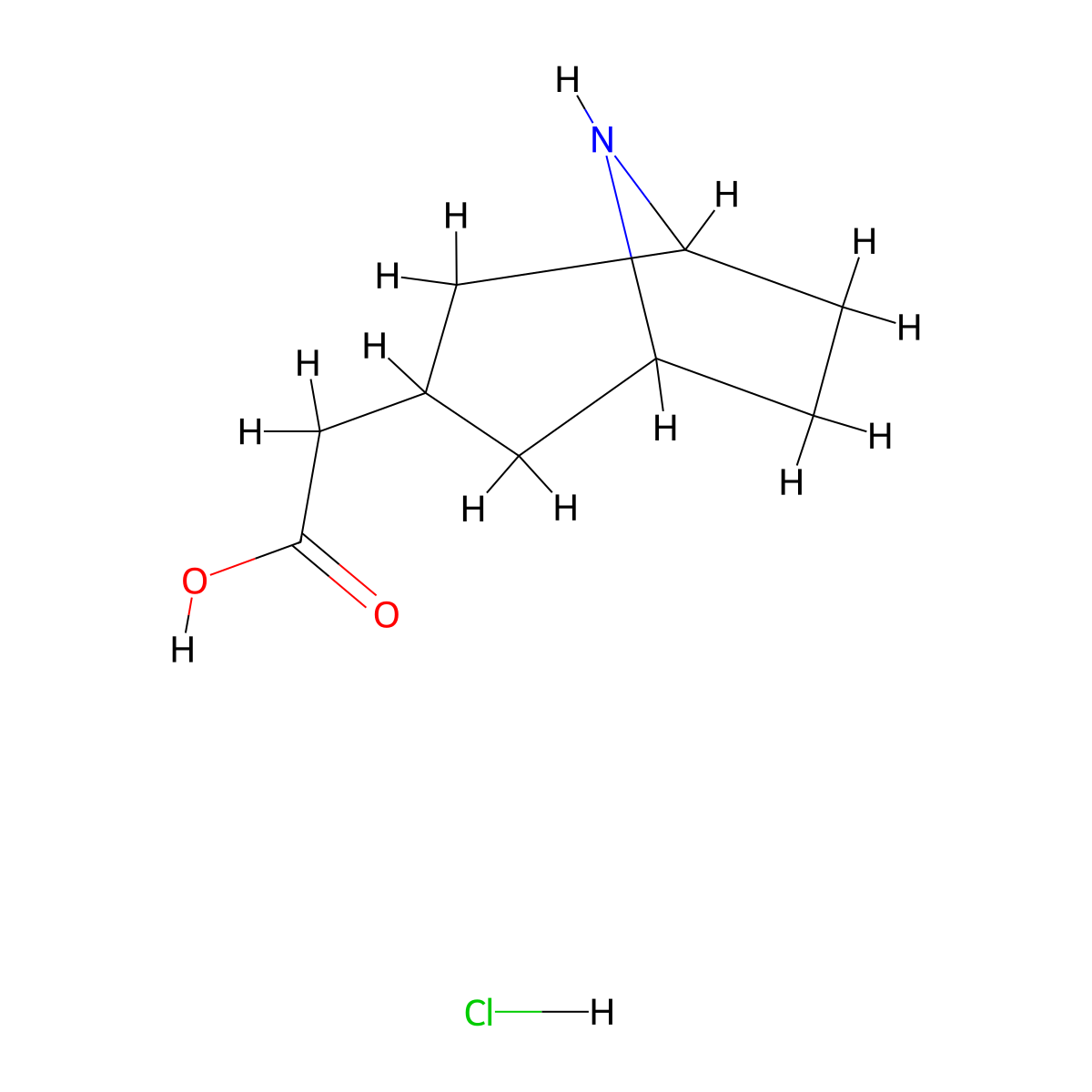 2-{8-Azabicyclo[3.2.1]octan-3-yl}acetic acid hydrochloride molecular structure, CAS 2098129-04-3