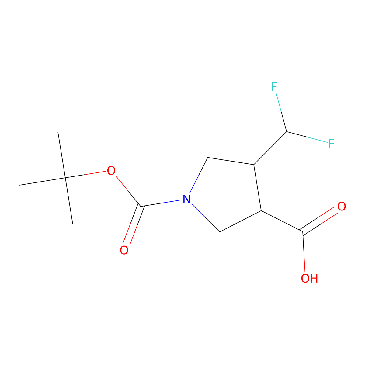 1-[(Tert-butoxy)carbonyl]-4-(difluoromethyl)pyrrolidine-3-carboxylic acid molecular structure, CAS 2098129-08-7