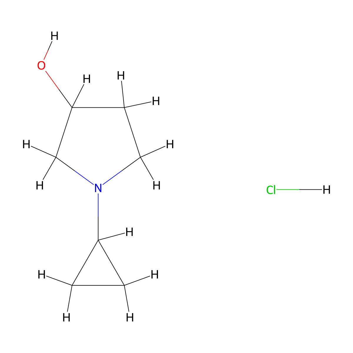 1-Cyclopropylpyrrolidin-3-ol hydrochloride molecular structure, CAS 2098129-80-5