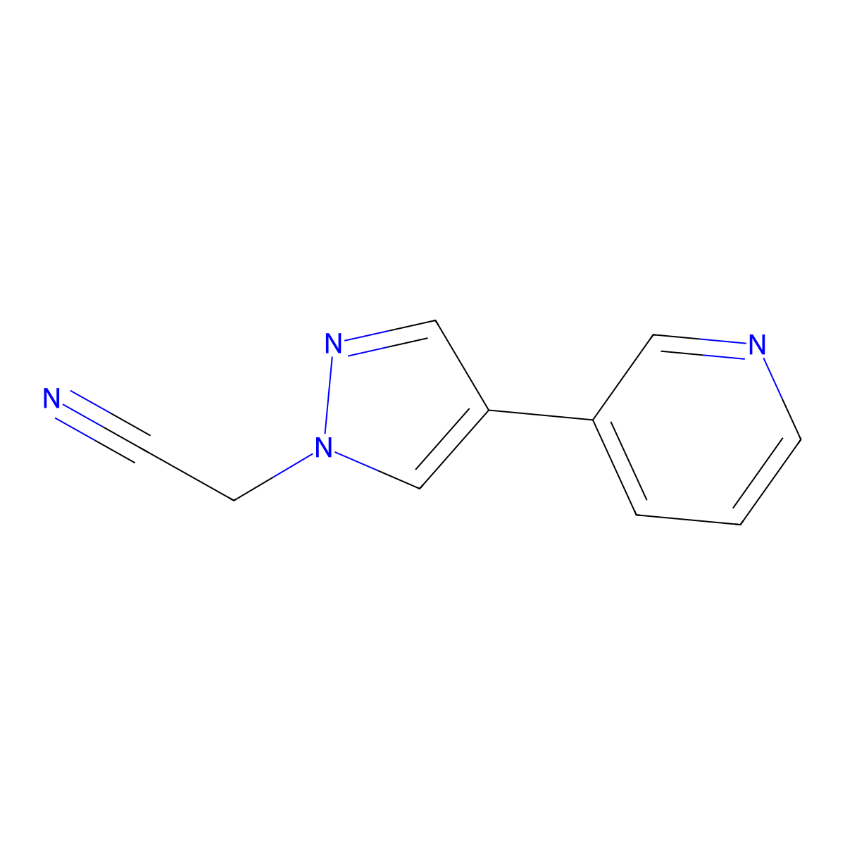 2-(4-(pyridin-3-yl)-1H-pyrazol-1-yl)acetonitrile molecular structure, CAS 2098131-29-2