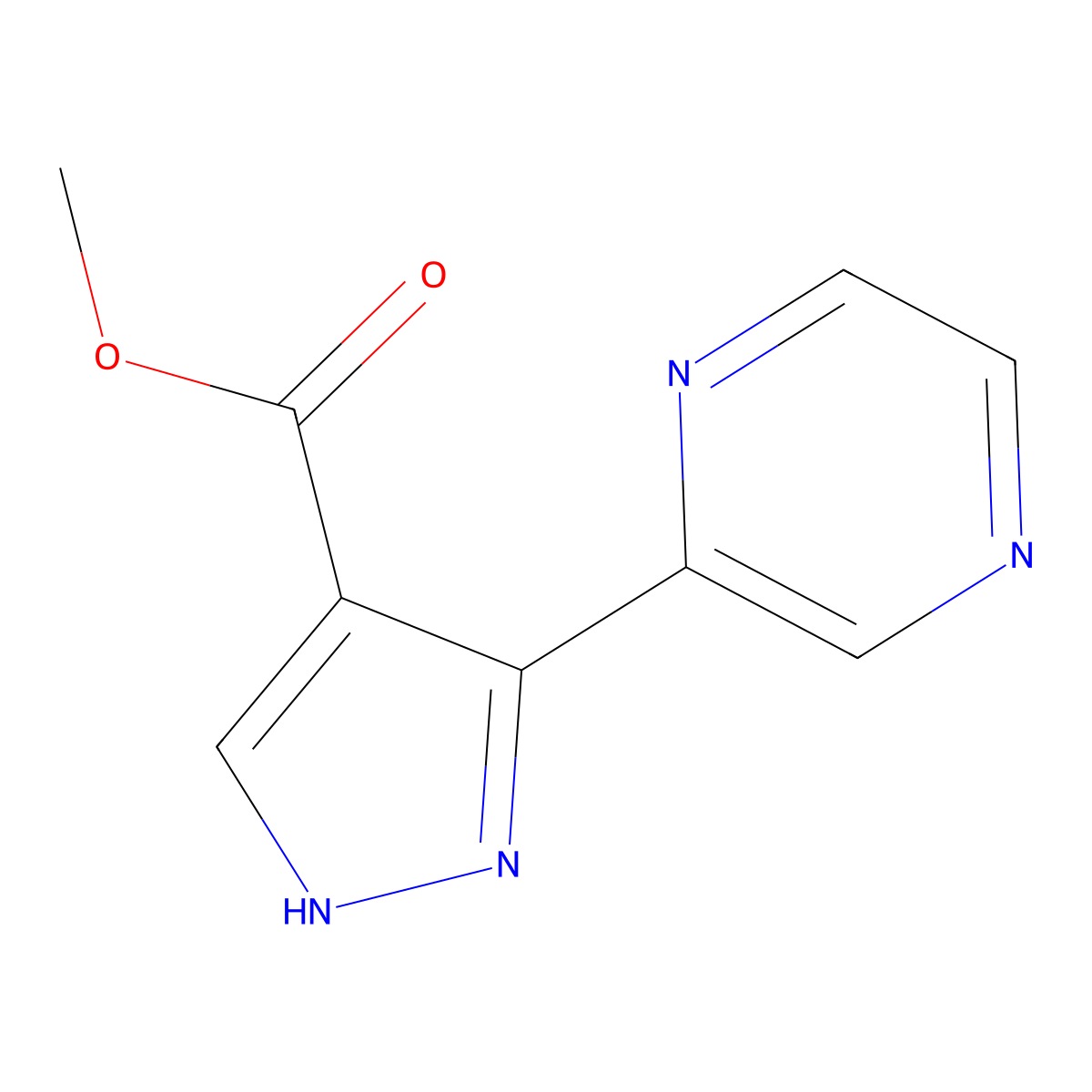 methyl 3-(pyrazin-2-yl)-1H-pyrazole-4-carboxylate molecular structure, CAS 2098131-57-6