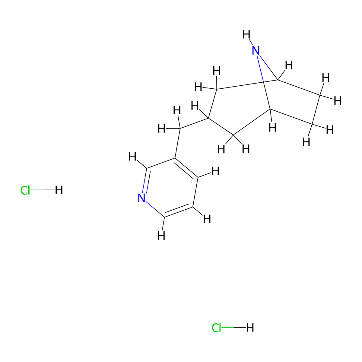 3-[(Pyridin-3-yl)methyl]-8-azabicyclo[3.2.1]octane dihydrochloride molecular structure, CAS 2098134-02-0