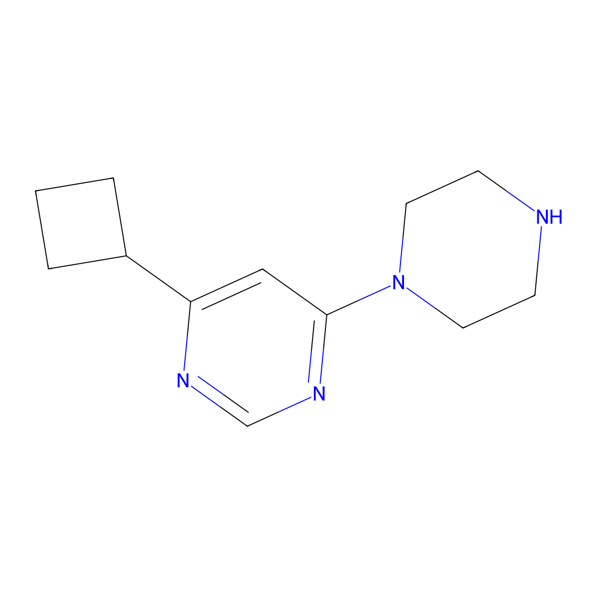 4-Cyclobutyl-6-(piperazin-1-yl)pyrimidine molecular structure, CAS 2098134-15-5