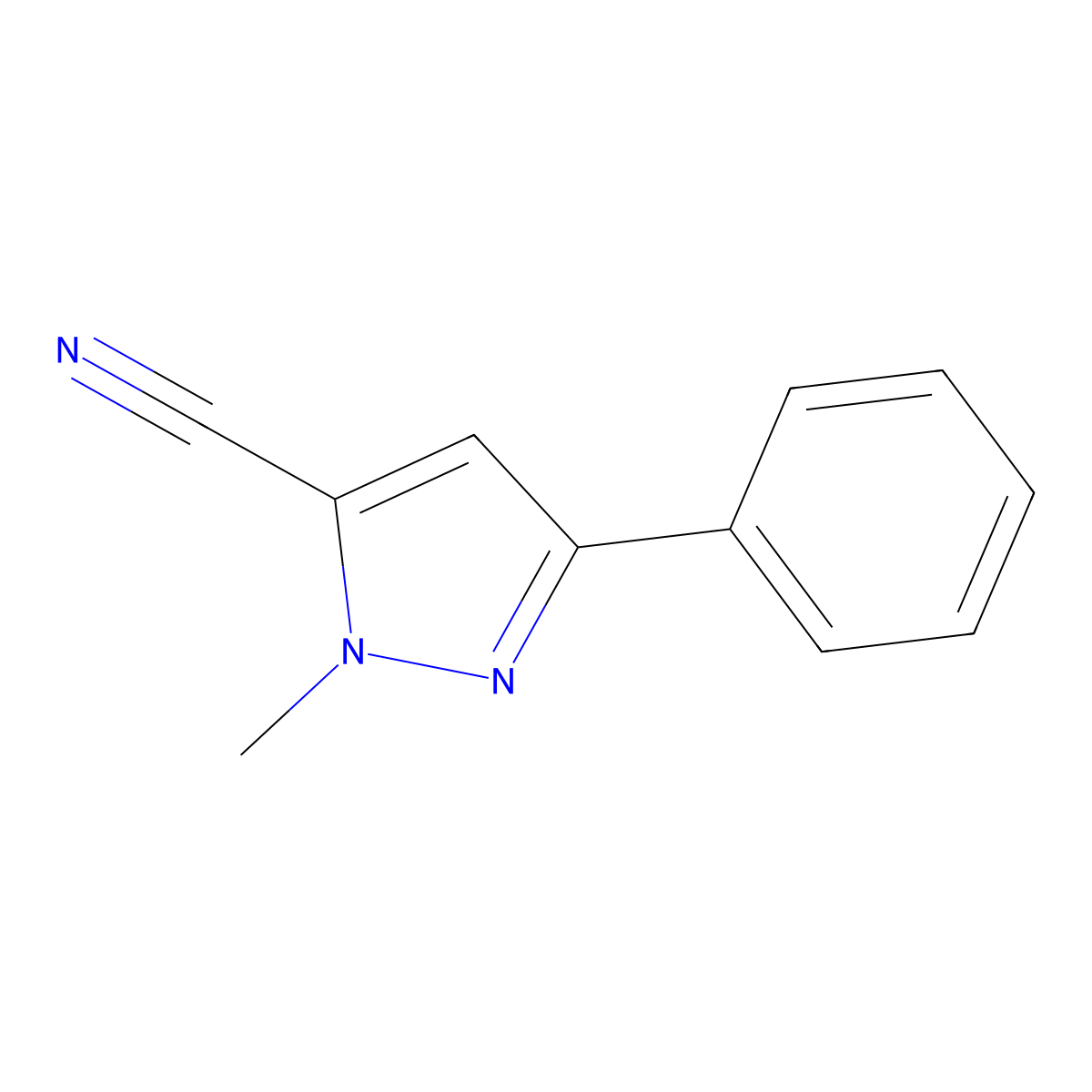 1-methyl-3-phenyl-1H-pyrazole-5-carbonitrile molecular structure, CAS 2098135-55-6