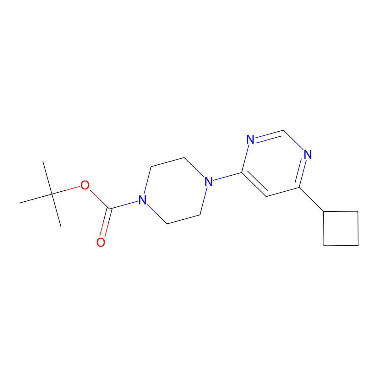 Tert-butyl 4-(6-cyclobutylpyrimidin-4-yl)piperazine-1-carboxylate molecular structure, CAS 2098136-29-7