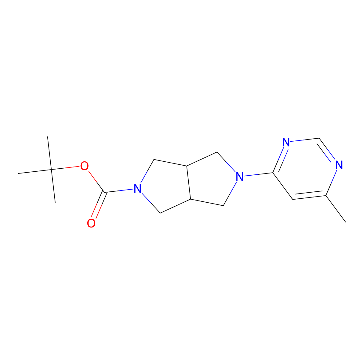 tert-butyl 5-(6-methylpyrimidin-4-yl)hexahydropyrrolo[3,4-c]pyrrole-2(1H)-carboxylate molecular structure, CAS 2098136-57-1