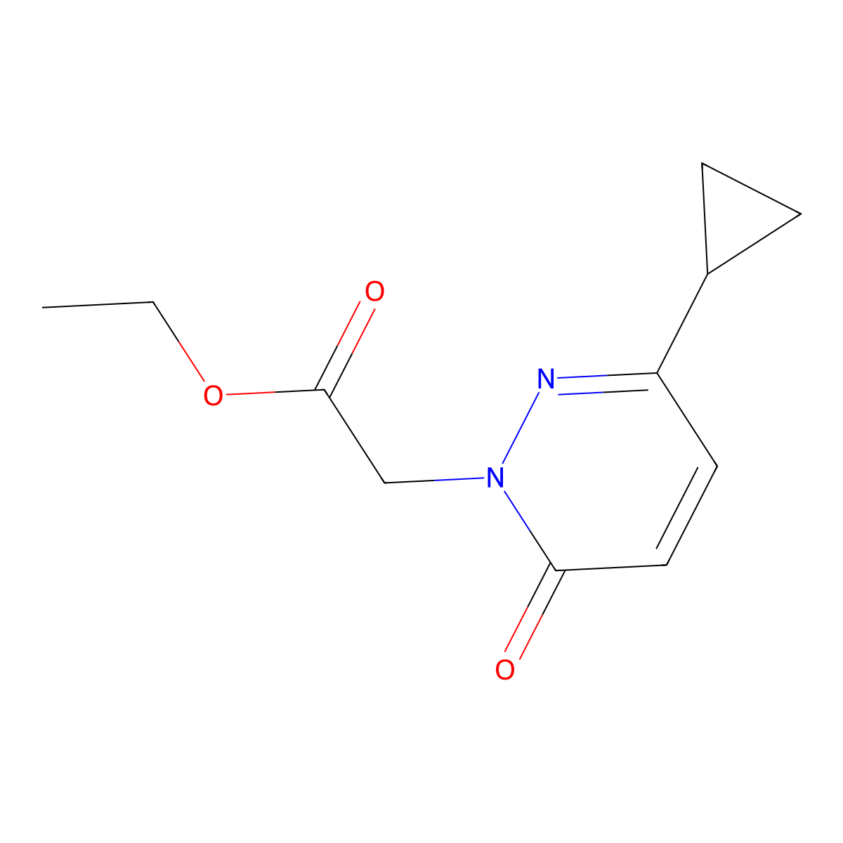 ethyl 2-(3-cyclopropyl-6-oxopyridazin-1(6H)-yl)acetate molecular structure, CAS 2098136-65-1