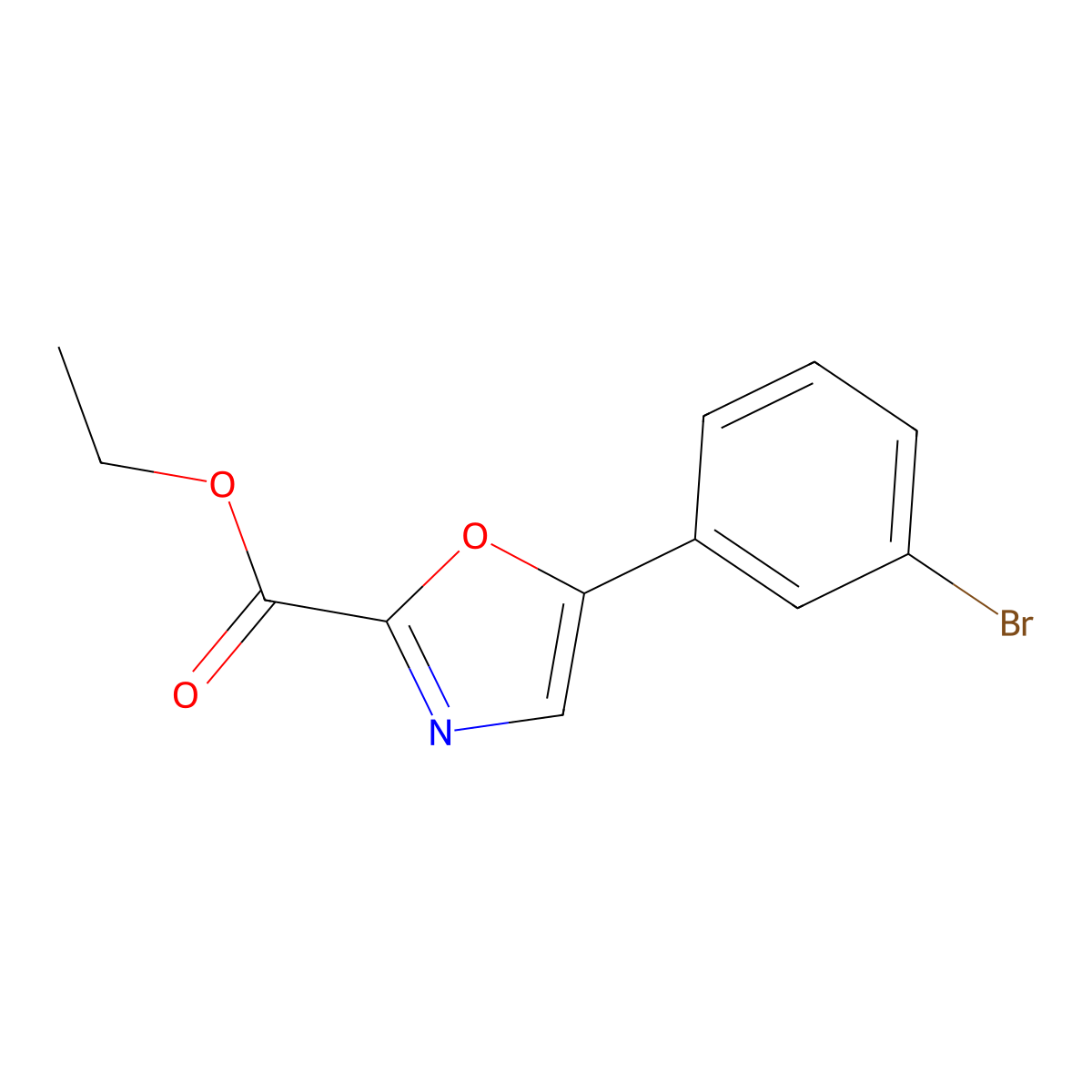 Ethyl 5-(3-bromophenyl)oxazole-2-carboxylate molecular structure, CAS 2098137-01-8
