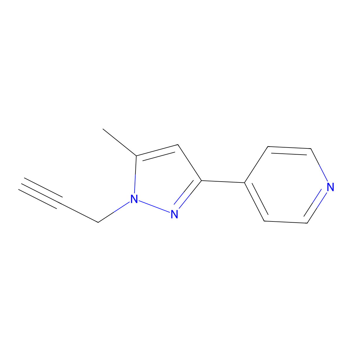 4-(5-methyl-1-(prop-2-yn-1-yl)-1H-pyrazol-3-yl)pyridine molecular structure, CAS 2098137-12-1