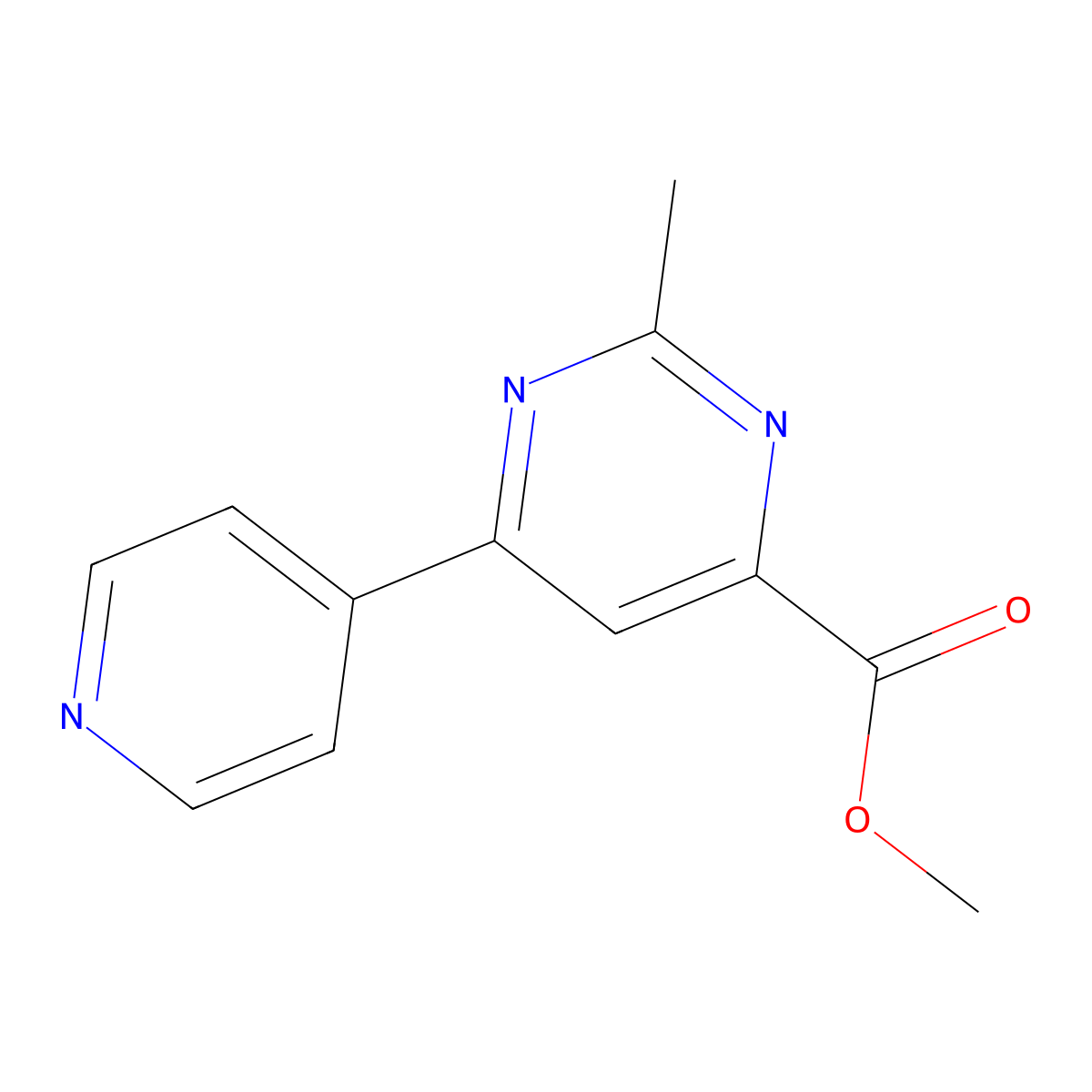 Methyl 2-methyl-6-(pyridin-4-yl)pyrimidine-4-carboxylate molecular structure, CAS 2098138-25-9
