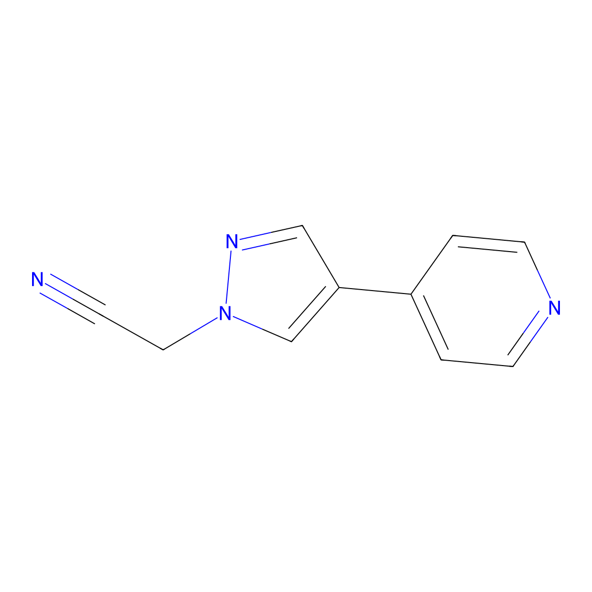 2-(4-(pyridin-4-yl)-1H-pyrazol-1-yl)acetonitrile molecular structure, CAS 2098138-88-4