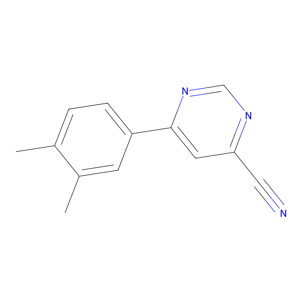 6-(3,4-Dimethylphenyl)pyrimidine-4-carbonitrile molecular structure, CAS 2098140-09-9
