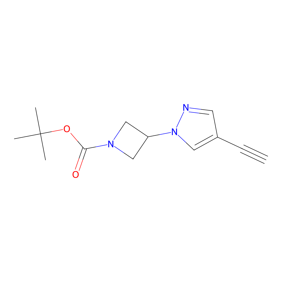 tert-butyl 3-(4-ethynyl-1H-pyrazol-1-yl)azetidine-1-carboxylate molecular structure, CAS 2098140-87-3