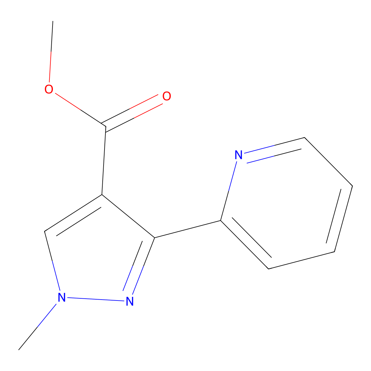 methyl 1-methyl-3-(pyridin-2-yl)-1H-pyrazole-4-carboxylate molecular structure, CAS 2098141-76-3