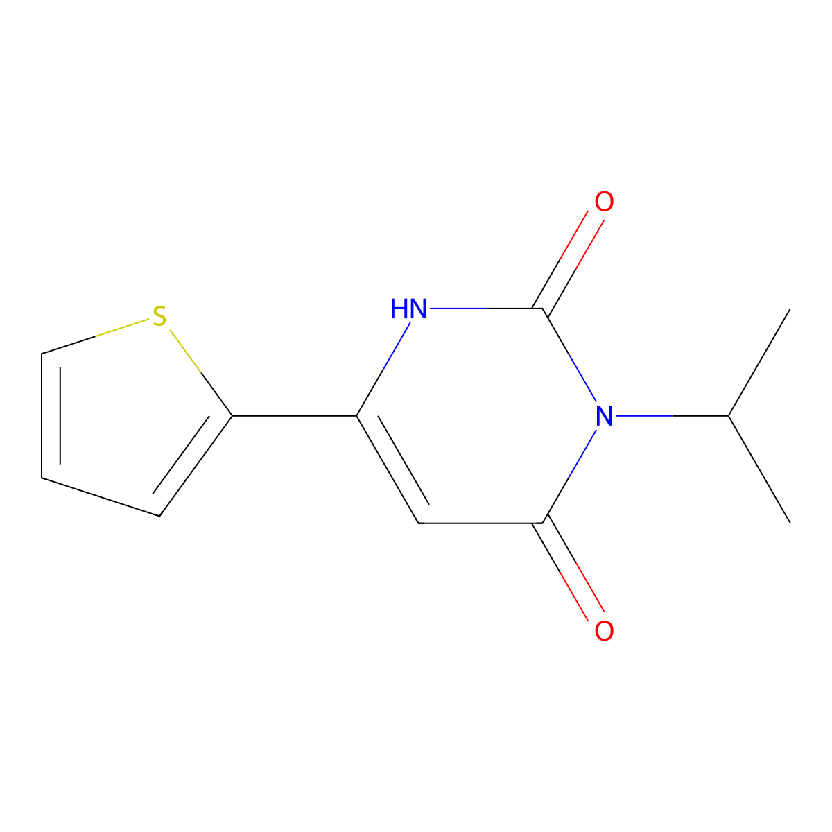3-(Propan-2-yl)-6-(thiophen-2-yl)-1,2,3,4-tetrahydropyrimidine-2,4-dione molecular structure, CAS 2098142-21-1