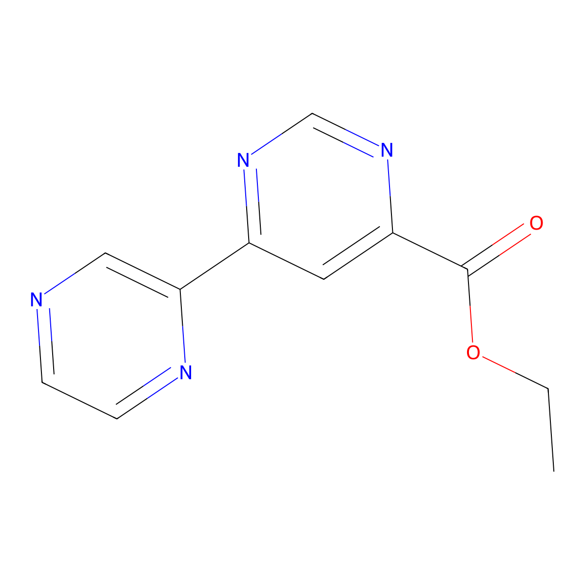 Ethyl 6-(pyrazin-2-yl)pyrimidine-4-carboxylate molecular structure, CAS 2098142-97-1