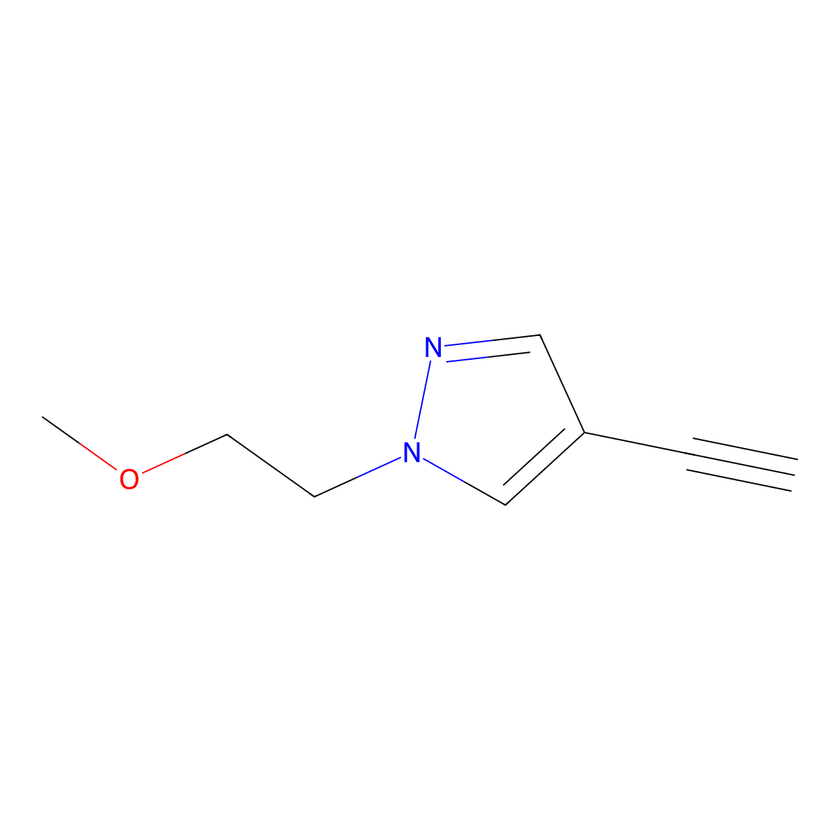 4-ethynyl-1-(2-methoxyethyl)-1H-pyrazole molecular structure, CAS 2098143-15-6