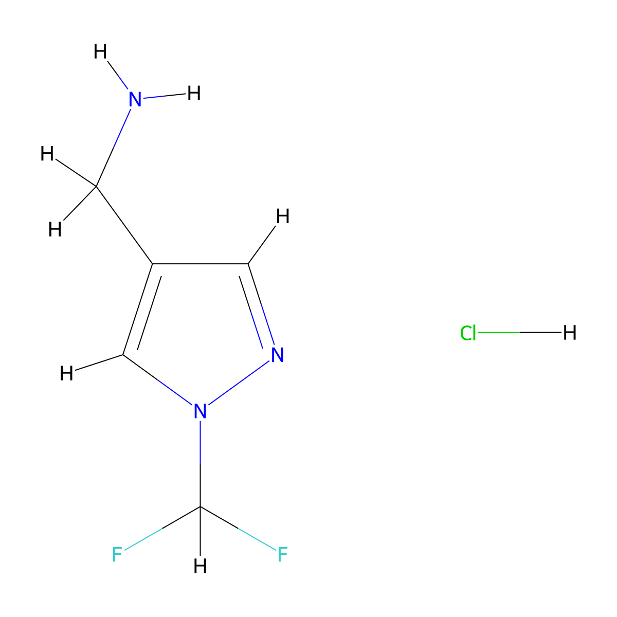 1-(1-(difluoromethyl)-1H-pyrazol-4-yl)methanamine hydrochloride molecular structure, CAS 2098145-92-5