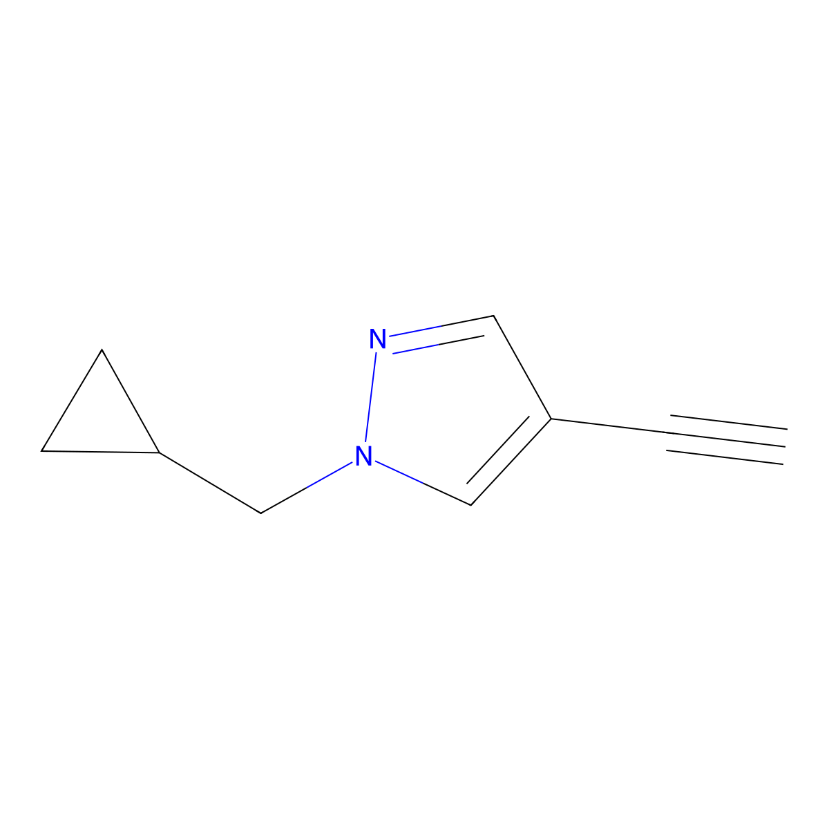 1-(cyclopropylmethyl)-4-ethynyl-1H-pyrazole molecular structure, CAS 2098147-97-6
