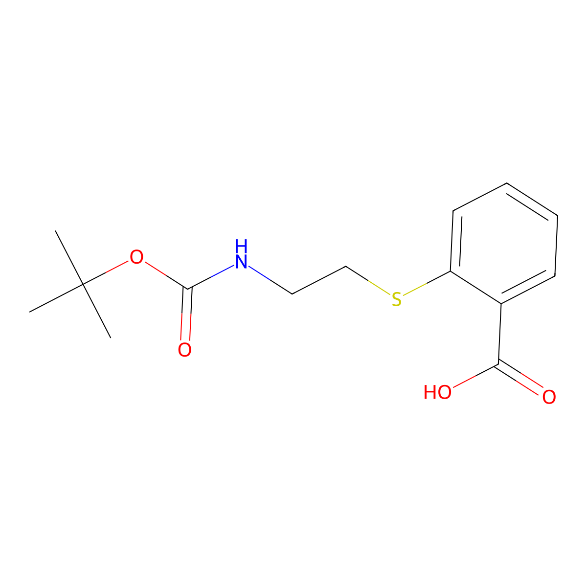 2-[(2-{[(Tert-butoxy)carbonyl]amino}ethyl)sulfanyl]benzoic acid molecular structure, CAS 2098152-21-5