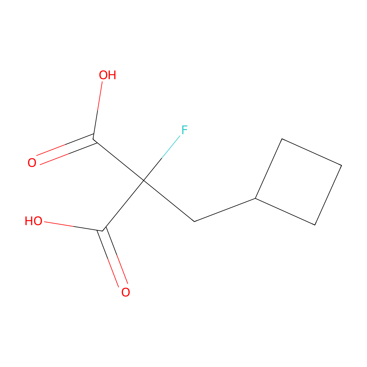 2-(Cyclobutylmethyl)-2-fluoropropanedioic acid molecular structure, CAS 2098154-08-4