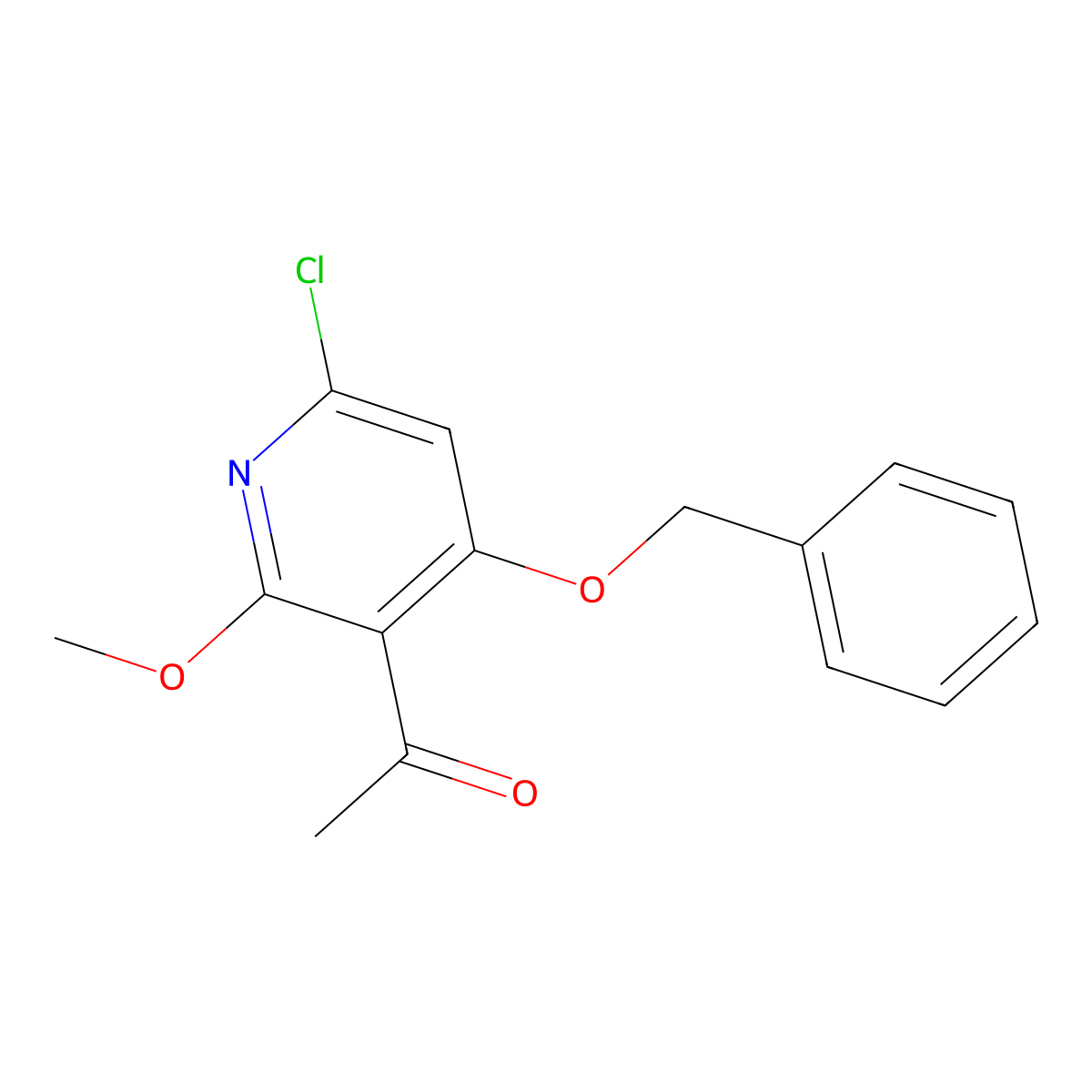 1-(4-(Benzyloxy)-6-chloro-2-methoxypyridin-3-yl)ethan-1-one molecular structure, CAS 2098196-03-1