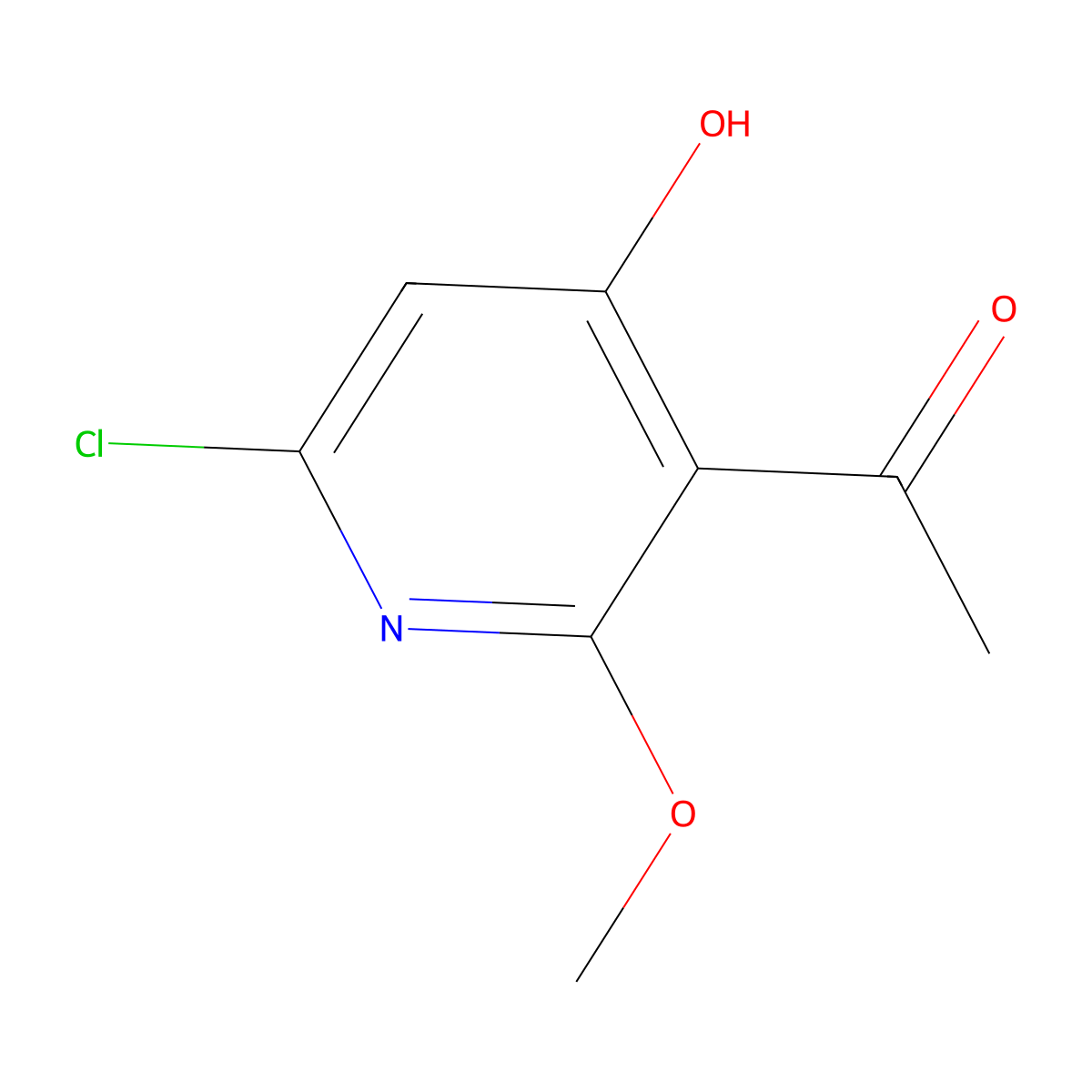 1-(6-Chloro-4-hydroxy-2-methoxypyridin-3-yl)ethan-1-one molecular structure, CAS 2098196-04-2