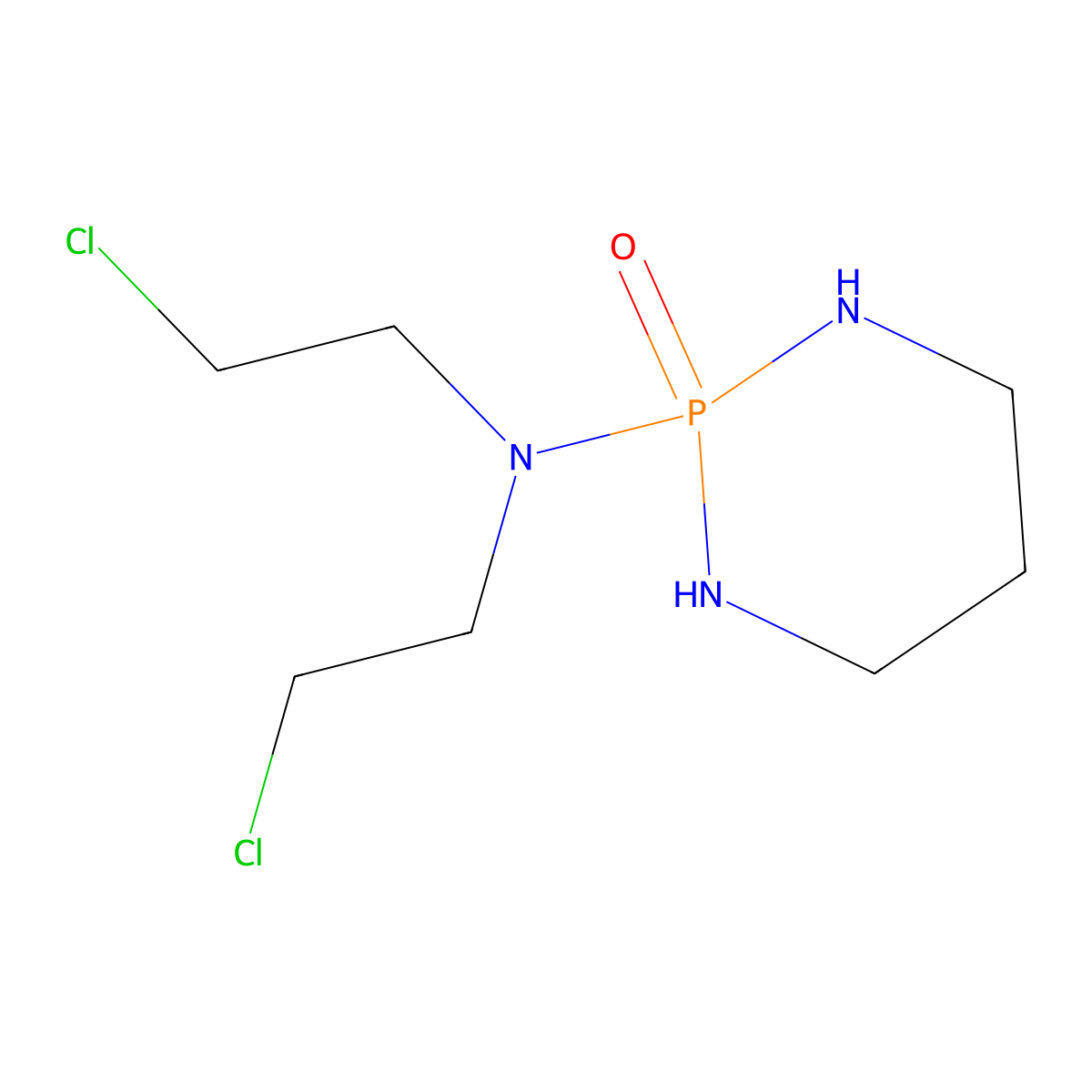 2-(Bis(2-chloroethyl)amino)-1,3,2-diazaphosphinane 2-oxide molecular structure, CAS 20982-36-9