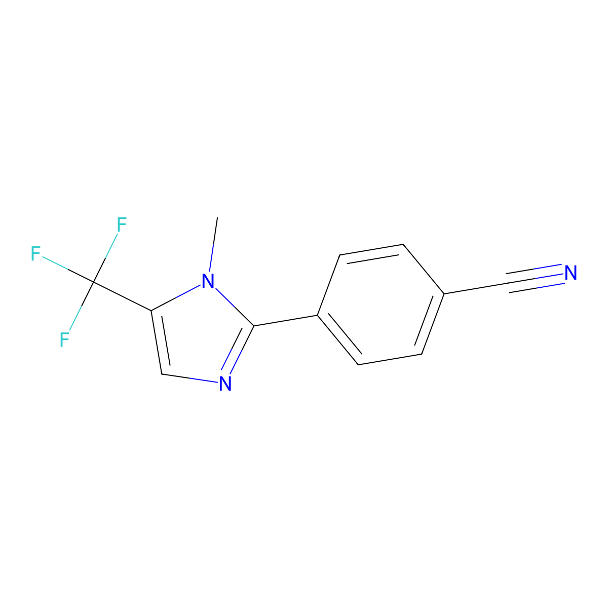 4-(1-methyl-5-(trifluoromethyl)-1H-imidazol-2-yl)benzonitrile molecular structure, CAS 2098215-72-4