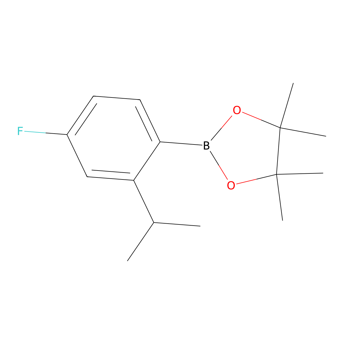 2-[4-Fluoro-2-(propan-2-yl)phenyl]-4,4,5,5-tetramethyl-1,3,2-dioxaborolane molecular structure, CAS 2098216-17-0