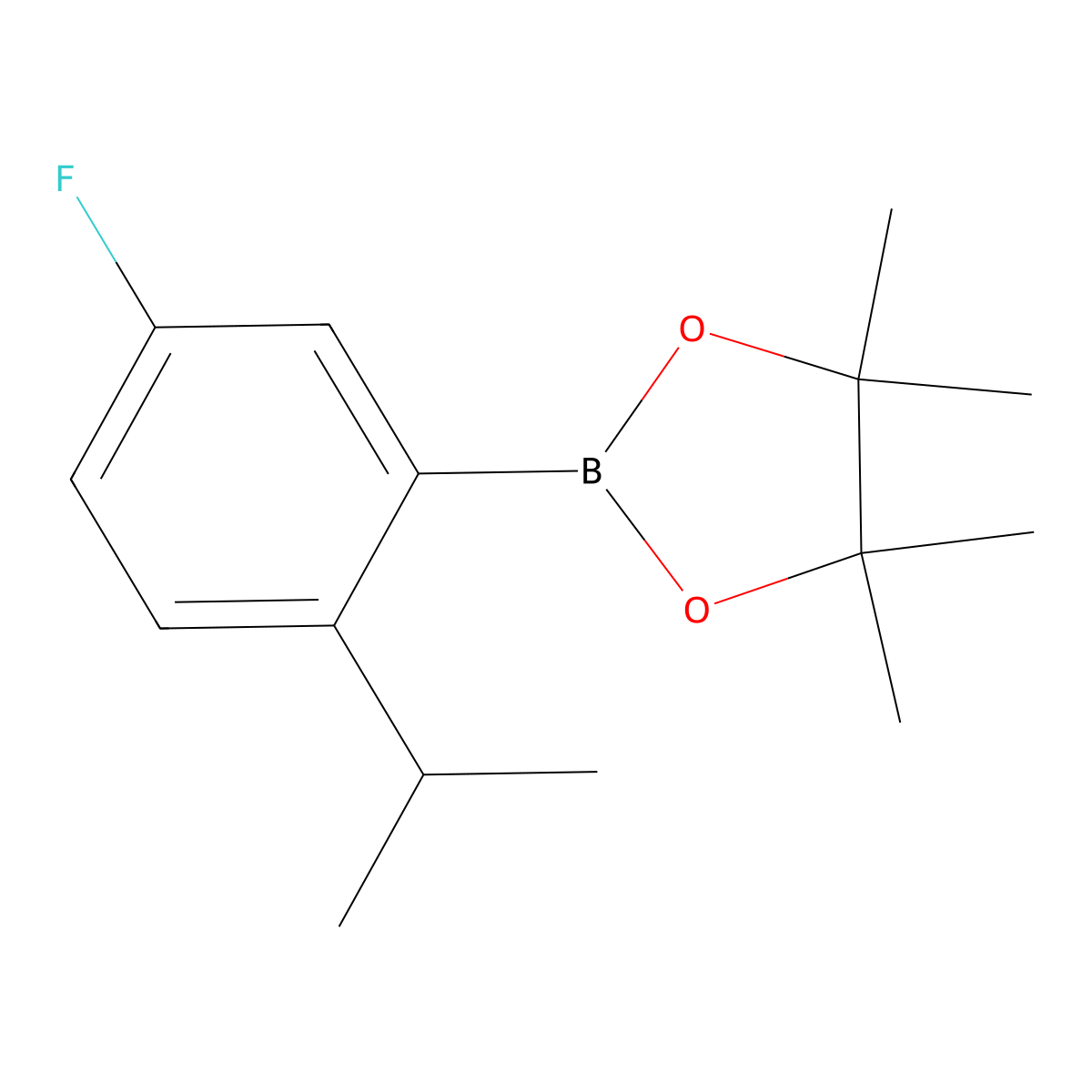 2-(5-Fluoro-2-(propan-2-yl)phenyl)-4,4,5,5-tetramethyl-1,3,2-dioxaborolane molecular structure, CAS 2098216-18-1