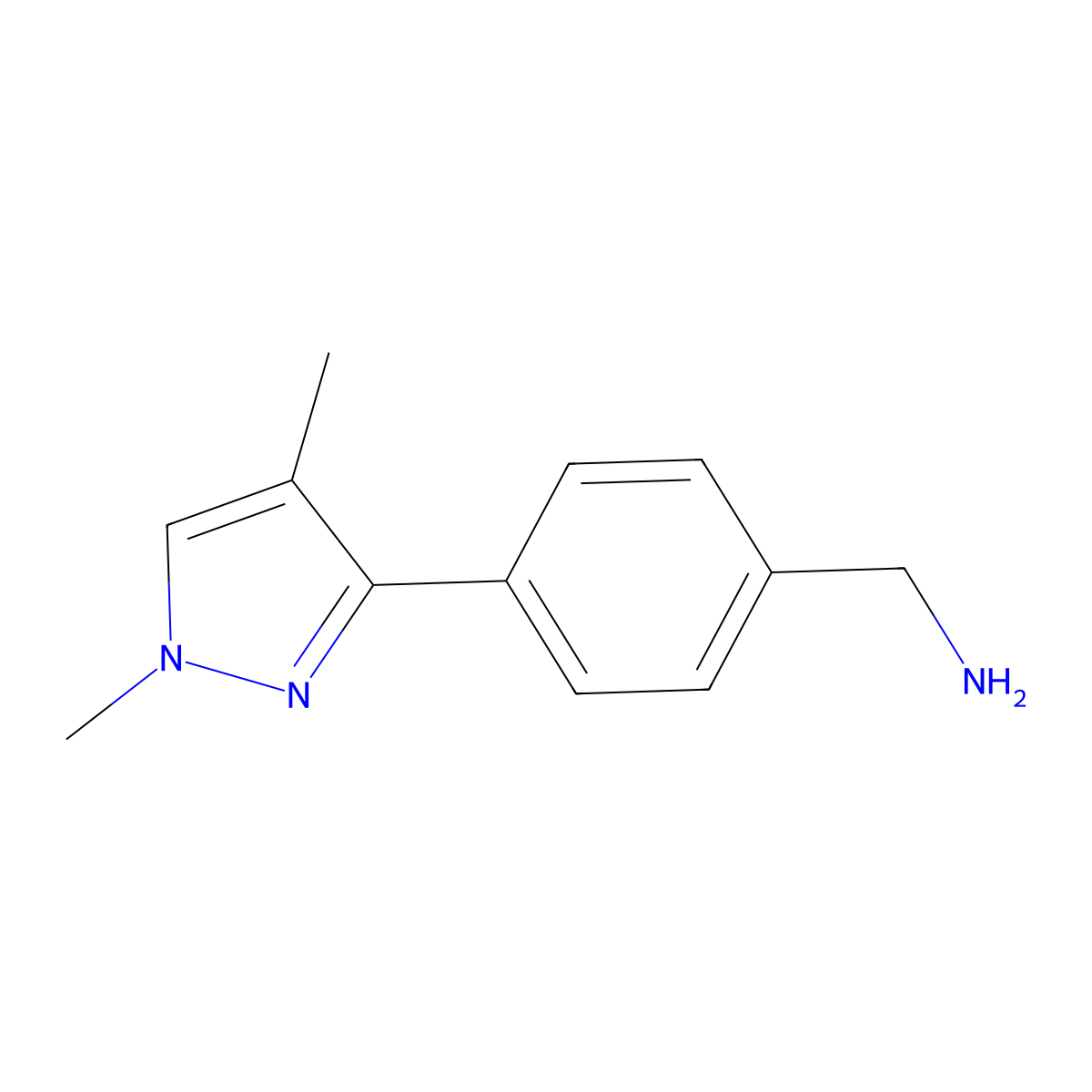 (4-(1,4-dimethyl-1H-pyrazol-3-yl)phenyl)methanamine molecular structure, CAS 2098216-33-0
