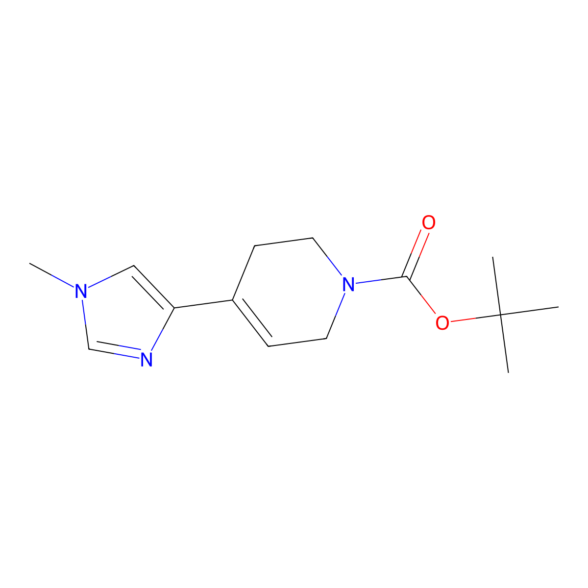 tert-butyl 4-(1-methyl-1H-imidazol-4-yl)-3,6-dihydropyridine-1(2H)-carboxylate molecular structure, CAS 2098216-51-2